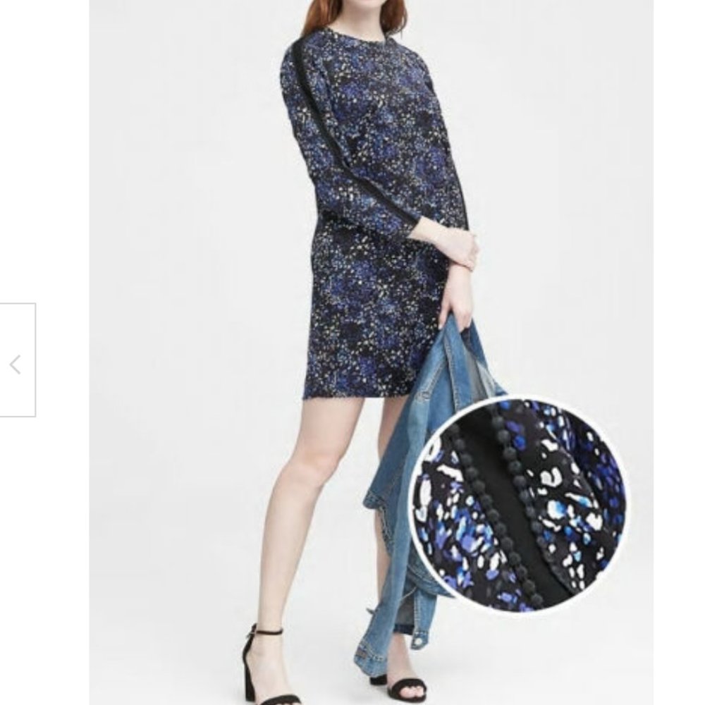 Banana Republic Lace Trim Blue Shift Mini Dress 2P
